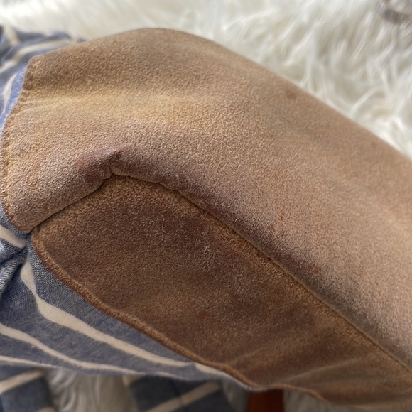 Target Explore blue white brown striped back pack back sack book bag travel bag - Picture 7 of 16